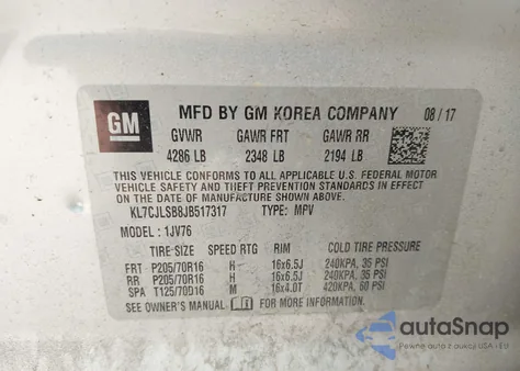 2018 Chevrolet Trax Lt from USA, damaged, VIN KL7CJLSB8JB517317